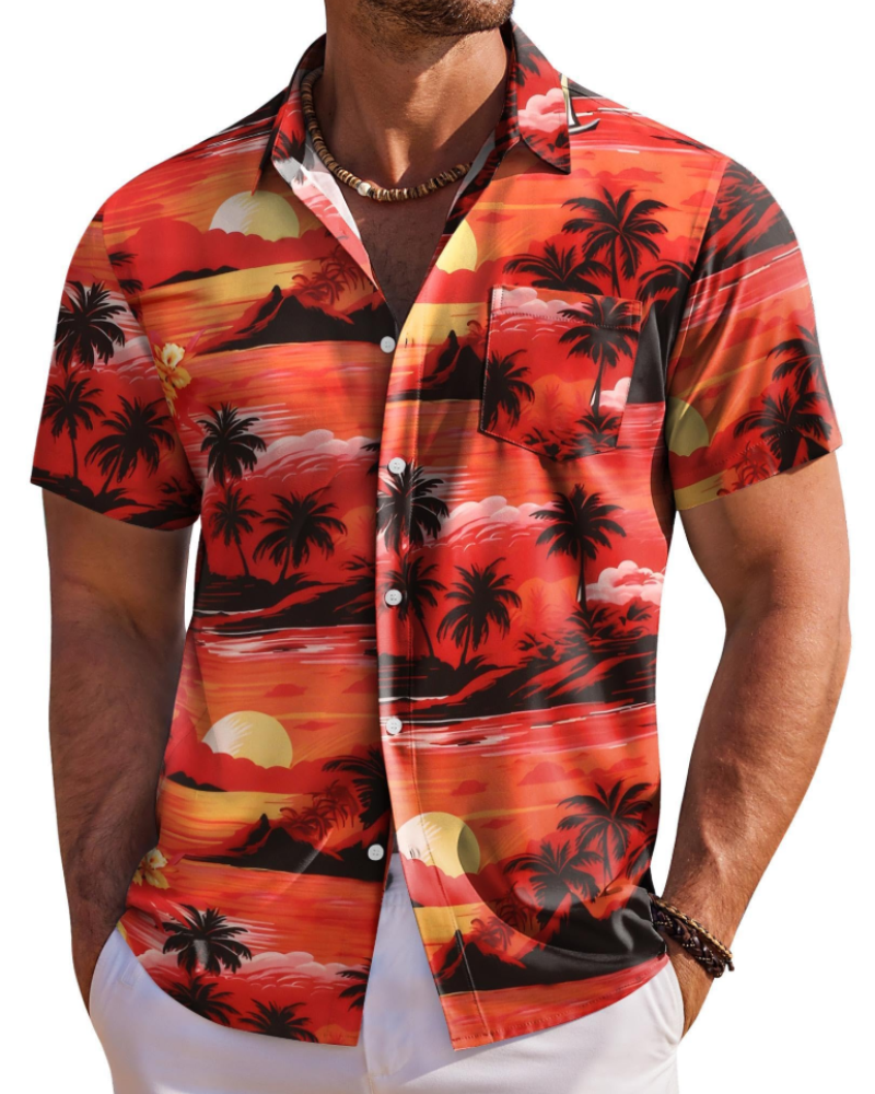 Jake Men's Hawaiian Shirt – Floral Tropical Short Sleeve Beach Button Down