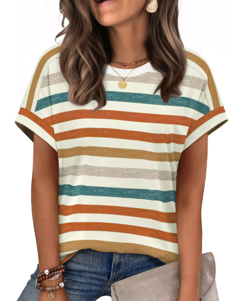 Lily Women's Cap Sleeve Top – Casual Crew Neck Summer T-Shirt