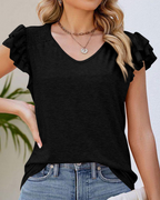 Sophia Women's Ruffle Blouse – Short Sleeve Casual Summer Top Lightweight Fashion Shirt