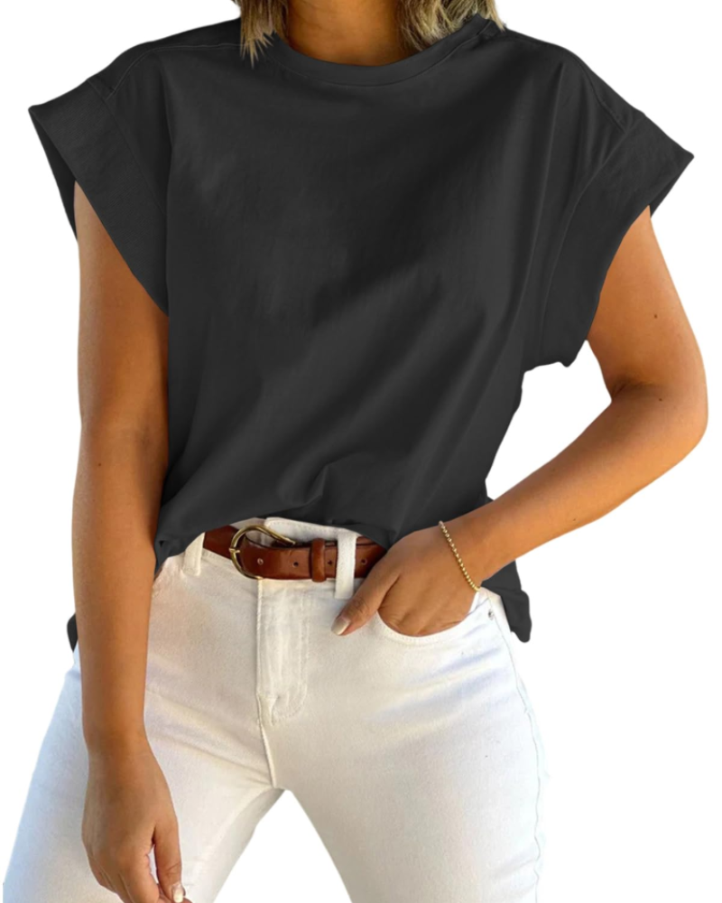 Ava Women's Cap Sleeve T-Shirt – Loose Fit Crew Neck Summer Top