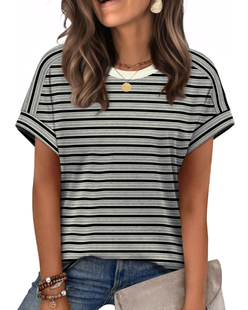 Lily Women's Cap Sleeve Top – Casual Crew Neck Summer T-Shirt
