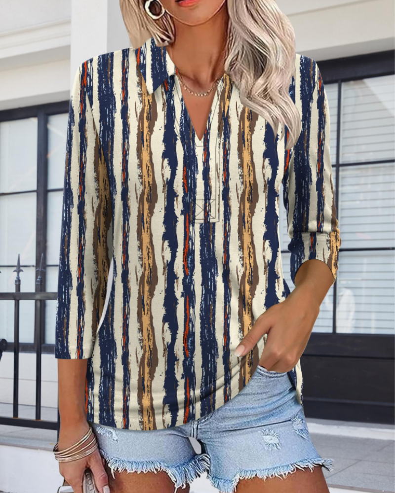 Bexlyn Women's Polo Blouse – 3/4 Sleeve V-Collar Business Casual Tunic Top