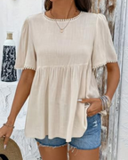 Binae Women's Pearl T-Shirt – Short Sleeve Round Neck Casual Summer Top