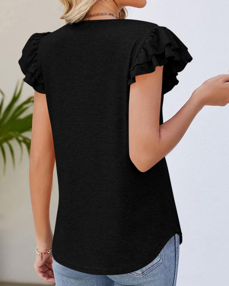 Sophia Women's Ruffle Blouse – Short Sleeve Casual Summer Top Lightweight Fashion Shirt