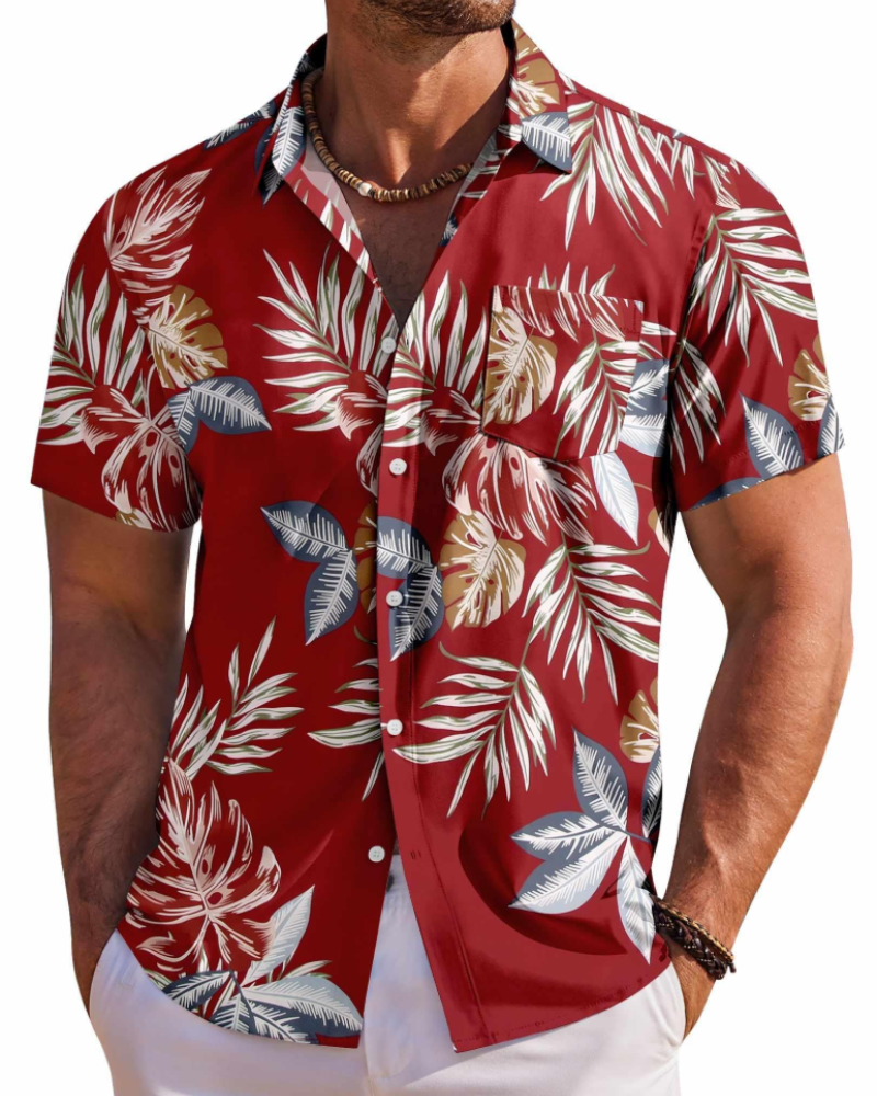 Jake Men's Hawaiian Shirt – Floral Tropical Short Sleeve Beach Button Down