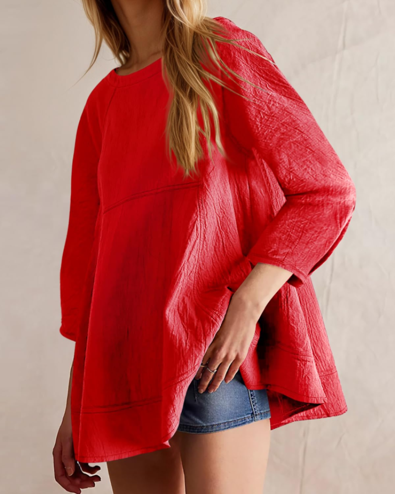 Fiorella Women's Peplum Blouse – 3/4 Sleeve Flowy Babydoll Summer Top Loose Fit