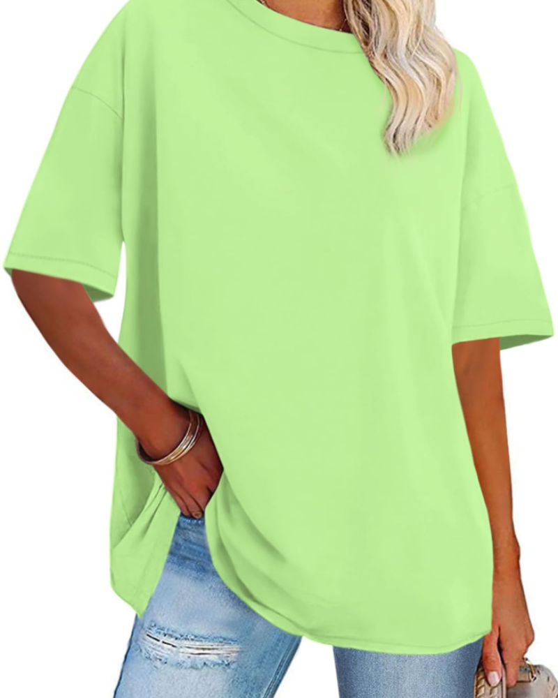 Mia Women's Oversized Graphic T-Shirt – Loose Fit Crew Neck Summer Tee
