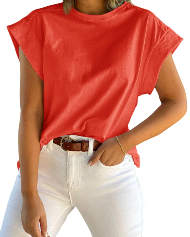 Ava Women's Cap Sleeve T-Shirt – Loose Fit Crew Neck Summer Top
