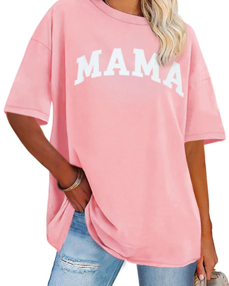 Mia Women's Oversized Graphic T-Shirt – Loose Fit Crew Neck Summer Tee