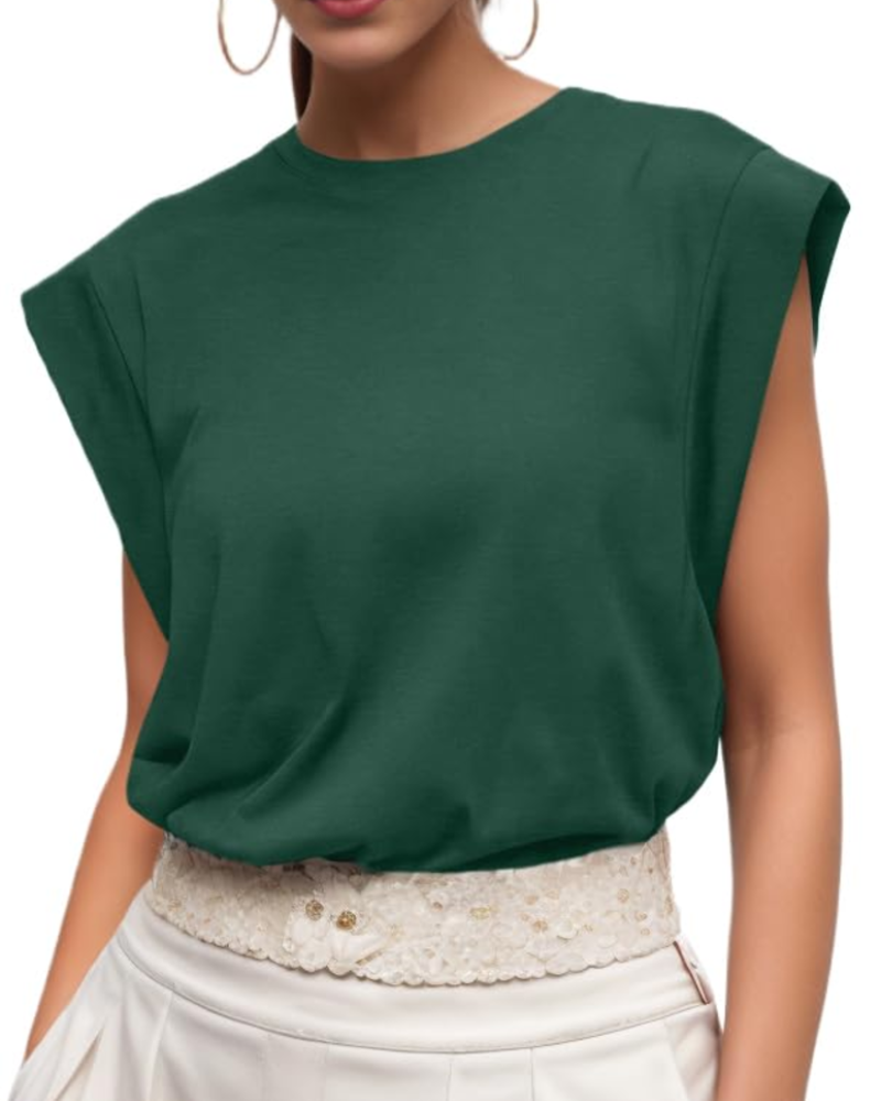 Fionna Women's Cotton T-Shirt – Cap Sleeve Loose Fit Crew Neck Summer Top