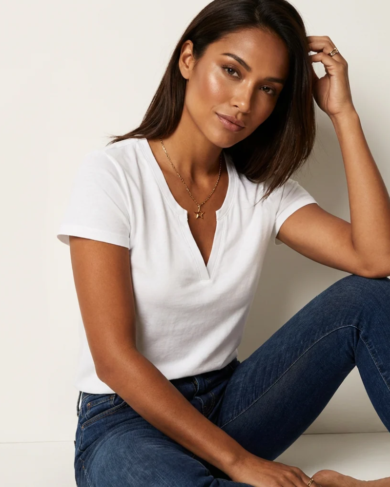Dorothea Women's V-Neck T-Shirt – Soft Breathable Short Sleeve Everyday Top