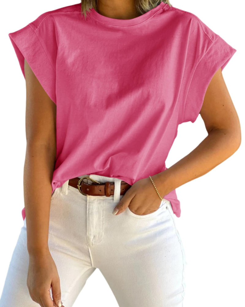 Ava Women's Cap Sleeve T-Shirt – Loose Fit Crew Neck Summer Top