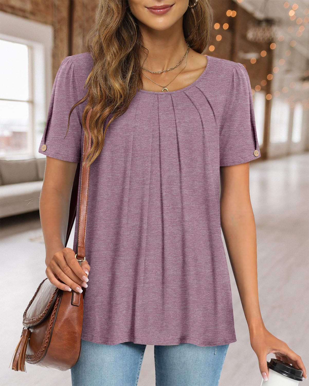 Fairy Women's Casual Blouse – Short Sleeve Flowy Tunic Top for Leggings
