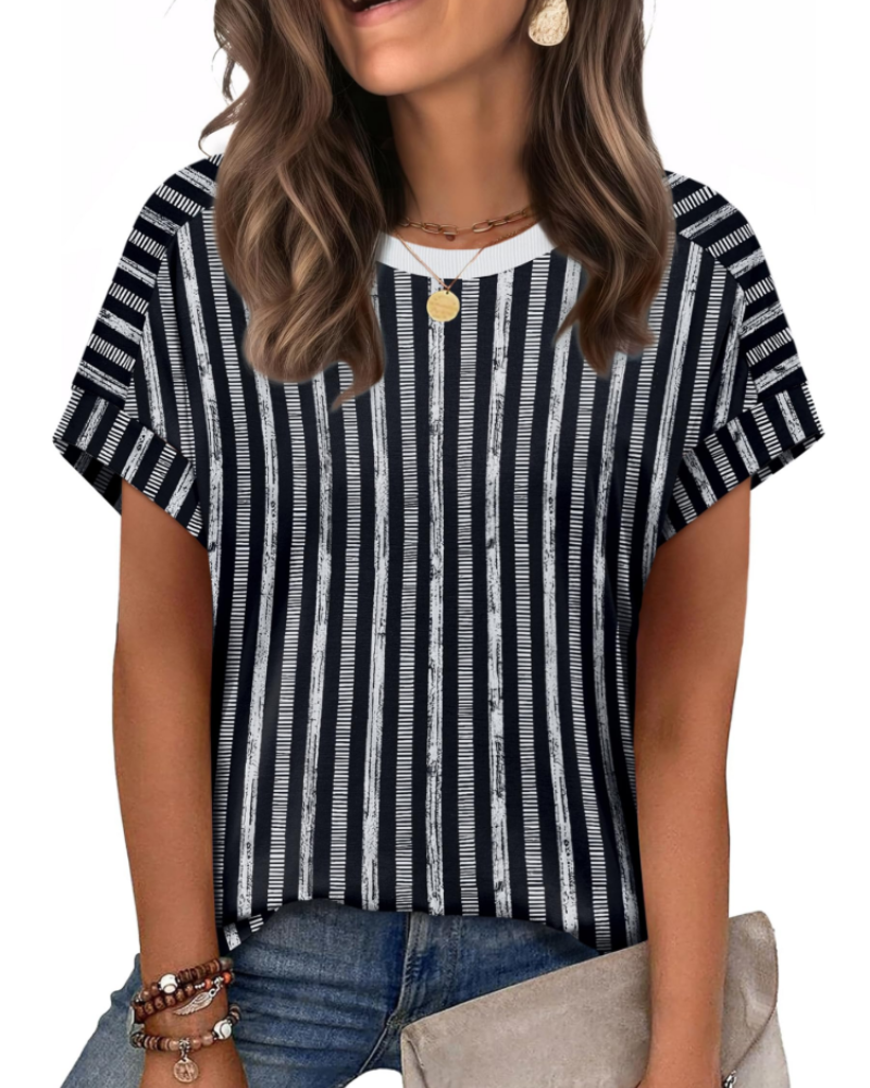 Lily Women's Cap Sleeve Top – Casual Crew Neck Summer T-Shirt