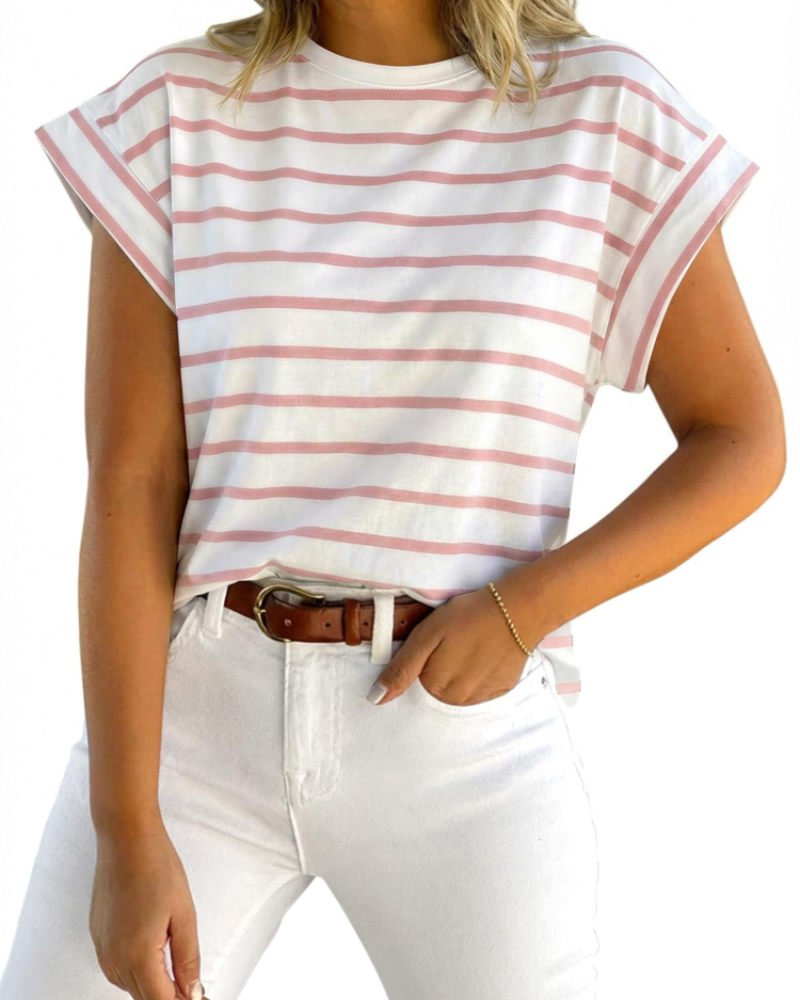 Ava Women's Cap Sleeve T-Shirt – Loose Fit Crew Neck Summer Top