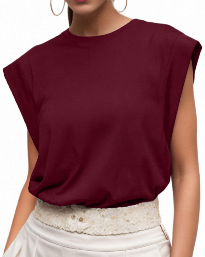 Fionna Women's Cotton T-Shirt – Cap Sleeve Loose Fit Crew Neck Summer Top