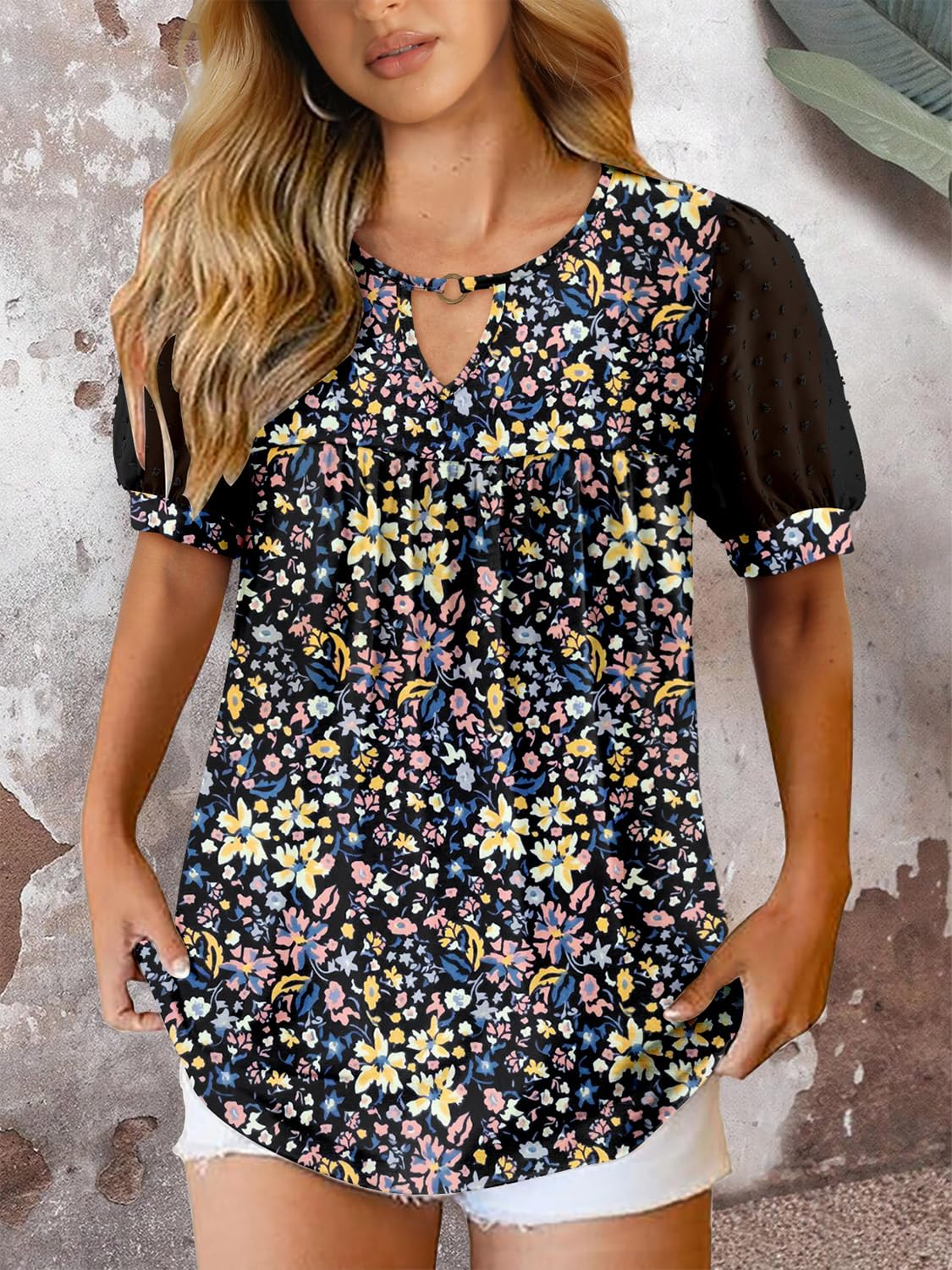 Fairy Women's Casual Blouse – Short Sleeve Flowy Tunic Top for Leggings