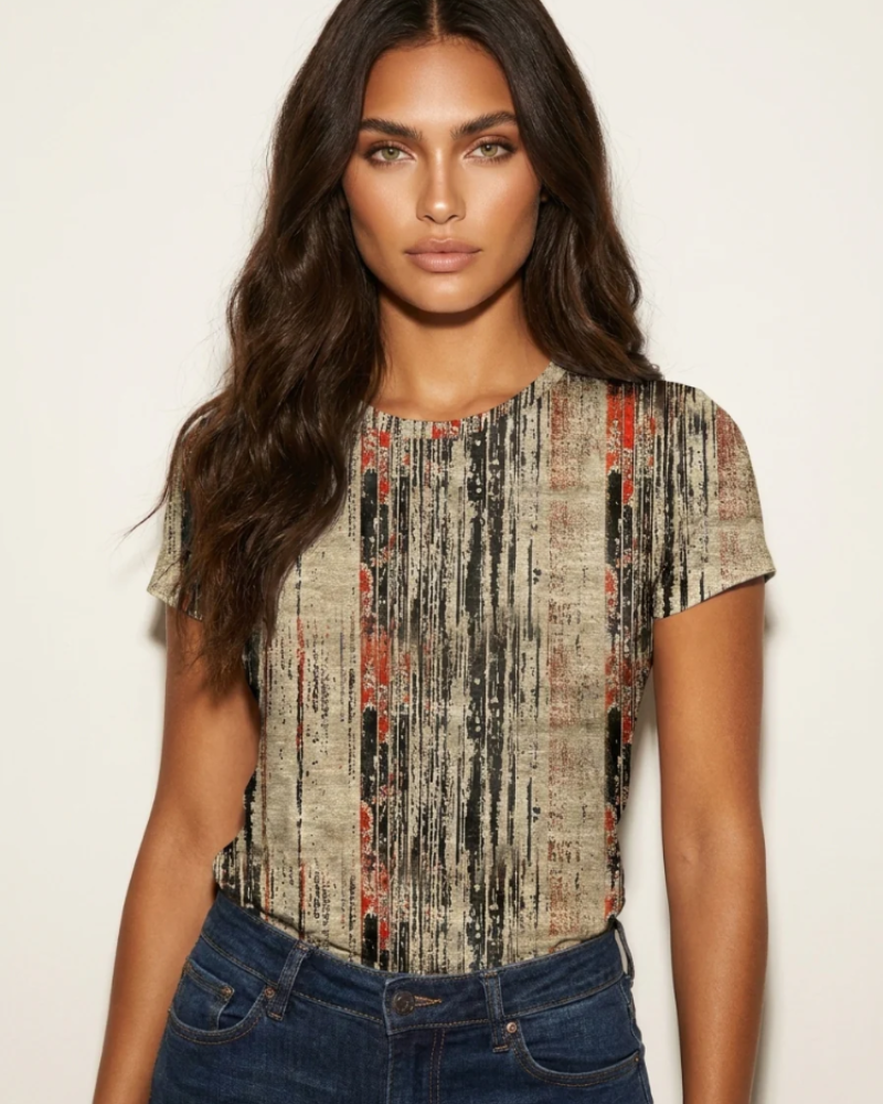 Jessamine Women's Graphic T-Shirt – Vintage Print Casual Crew Neck Tee