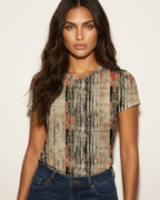 Jessamine Women's Graphic T-Shirt – Vintage Print Casual Crew Neck Tee