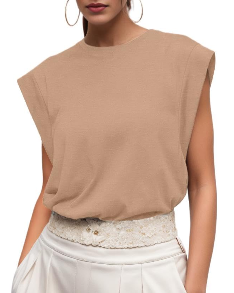 Fionna Women's Cotton T-Shirt – Cap Sleeve Loose Fit Crew Neck Summer Top