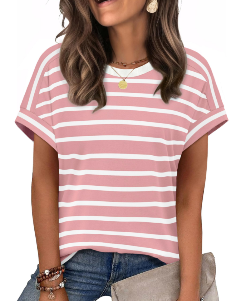 Lily Women's Cap Sleeve Top – Casual Crew Neck Summer T-Shirt