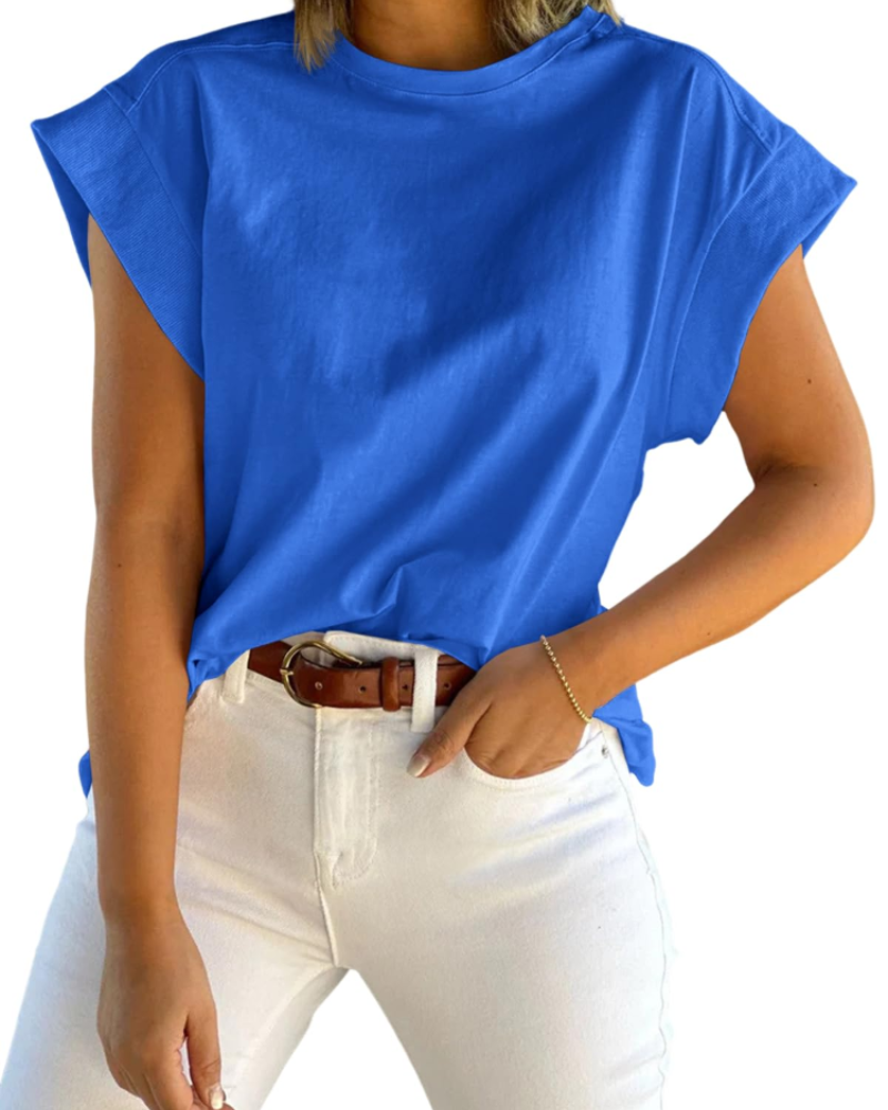 Ava Women's Cap Sleeve T-Shirt – Loose Fit Crew Neck Summer Top