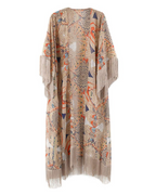 Fabielle Women's Chiffon Kimono – Boho Floral Tassel Beach Cover-Up Cardigan