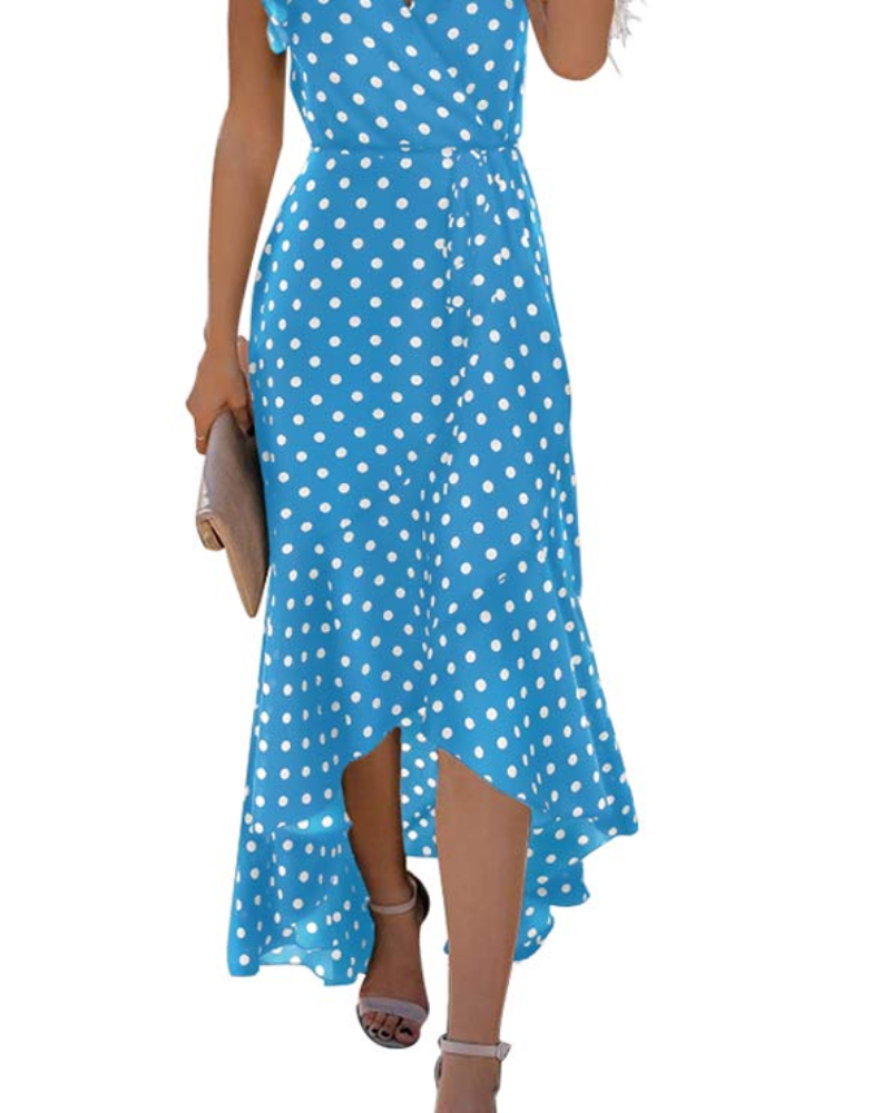 Floralynn Women's Floral Wrap Dress – V-Neck Boho High-Low Summer Party Dress