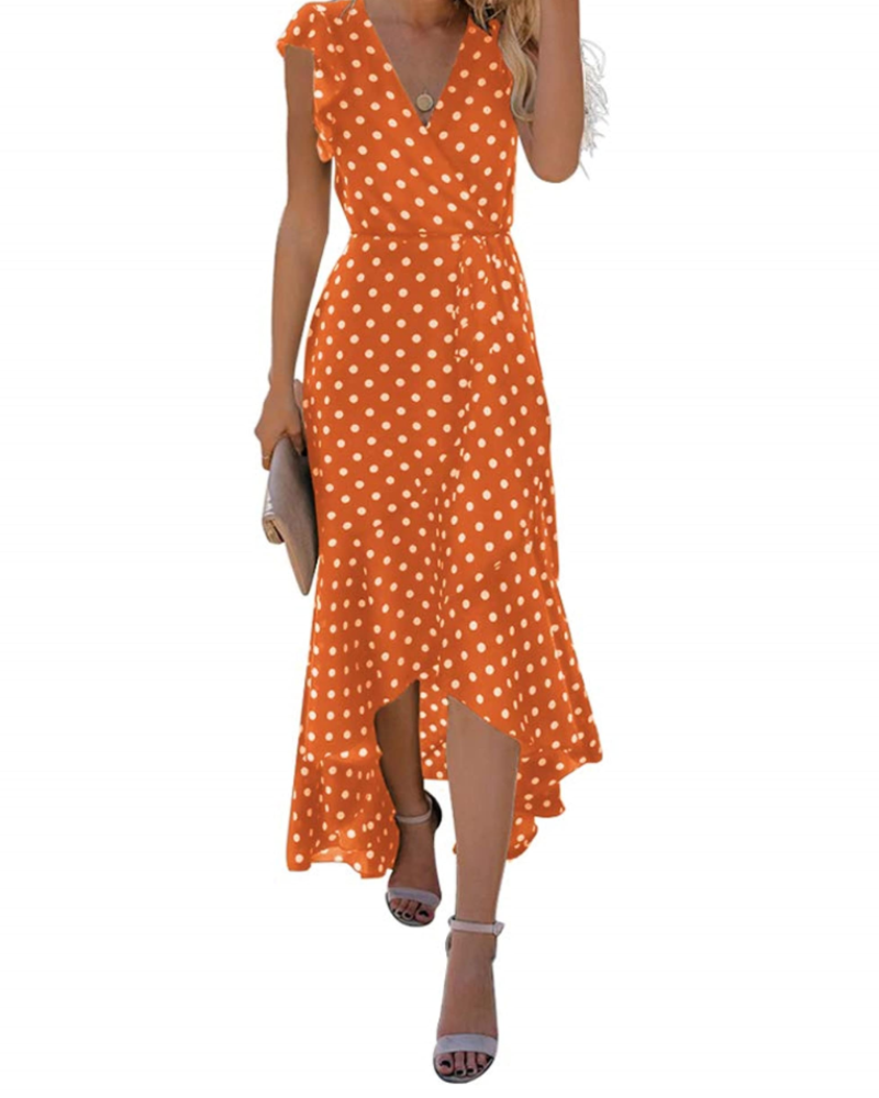 Floralynn Women's Floral Wrap Dress – V-Neck Boho High-Low Summer Party Dress