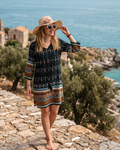 Aria Women’s Boho Tunic Dress – Floral V-Neck Beach Dress with Tassel Detail