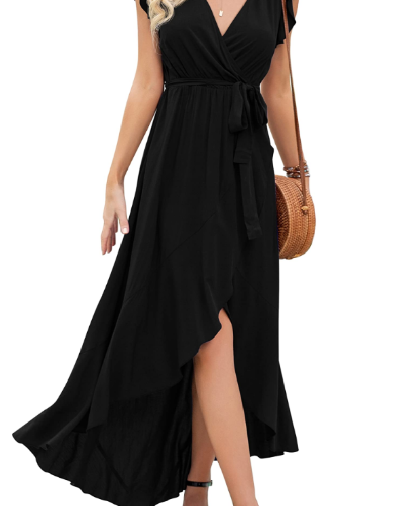 Floralynn Women's Floral Wrap Dress – V-Neck Boho High-Low Summer Party Dress