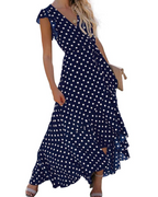 Floralynn Women's Floral Wrap Dress – V-Neck Boho High-Low Summer Party Dress
