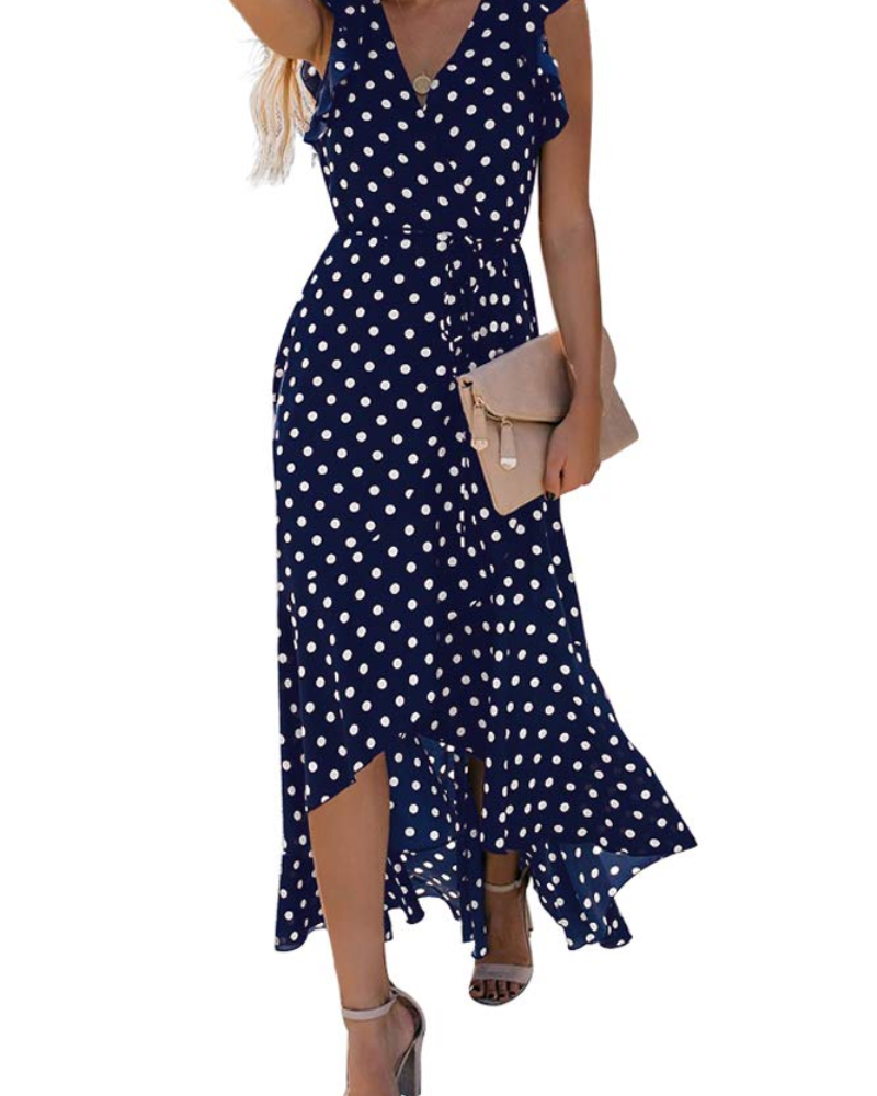 Floralynn Women's Floral Wrap Dress – V-Neck Boho High-Low Summer Party Dress
