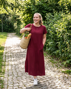 Fiona Women’s Maxi Dress – Short Sleeve Crew Neck Summer Dress with Pockets