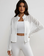 Bronwen Women's Cropped Sports Jacket – Breathable Mesh Zip-Up Activewear Top