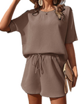 Scarlett Women's Summer Co-Ord Set – Short Sleeve Top & Drawstring Shorts Lounge Set