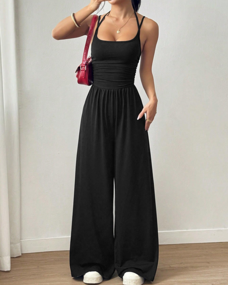 Avery Women's Wide Leg Jumpsuit – Sleeveless Spaghetti Strap One-Piece Outfit