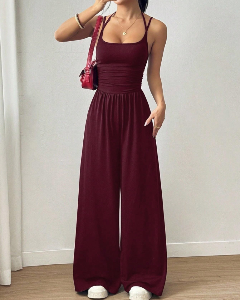 Avery Women's Wide Leg Jumpsuit – Sleeveless Spaghetti Strap One-Piece Outfit
