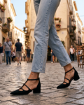 Camila Women’s D’Orsay Heels – Striped Dress Shoes with Padded Footbed