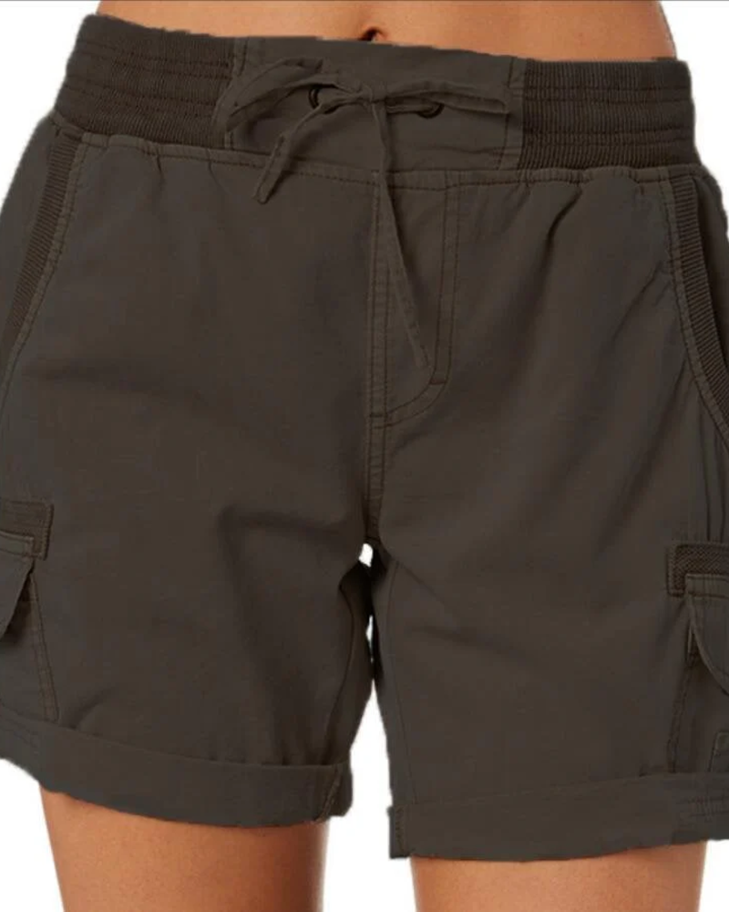 Madeline Women's Utility Cargo Shorts – Elastic Waist Summer Shorts with Pockets