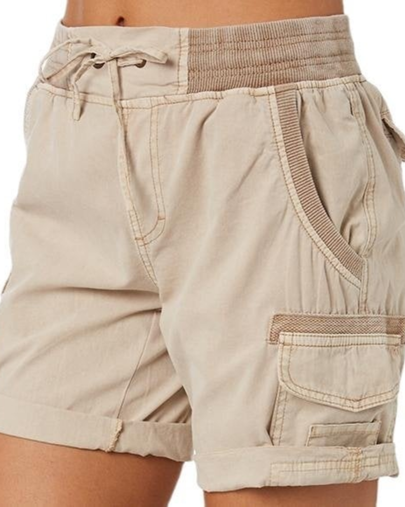 Madeline Women's Utility Cargo Shorts – Elastic Waist Summer Shorts with Pockets