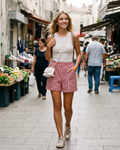 Jasmine Women’s Cotton Shorts – High Waist Knee-Length Summer Shorts with Pockets