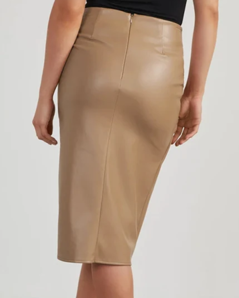 Celandine Women's Faux Leather Midi Skirt – High Waist Asymmetric Wrap Skirt