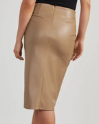 Celandine Women's Faux Leather Midi Skirt – High Waist Asymmetric Wrap Skirt