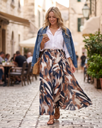 Sienna Women’s Maxi Skirt – High Waist Boho A-Line Skirt with Side Slit