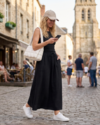 Elena Women’s Maxi Skirt – A-Line Drawstring Skirt with Pockets
