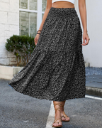 Juliette Women's Floral Midi Skirt – High Waist Ruffle Flowy Summer Skirt