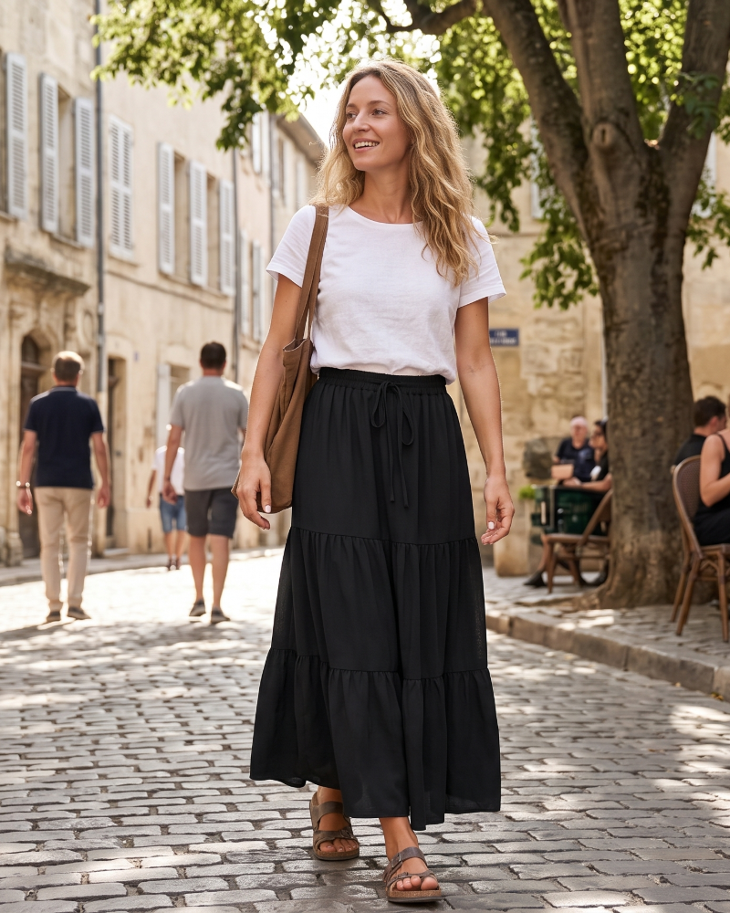 Grace Women’s Maxi Skirt – High Waist A-Line Skirt with Pockets & Lining