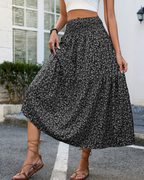 Juliette Women's Floral Midi Skirt – High Waist Ruffle Flowy Summer Skirt