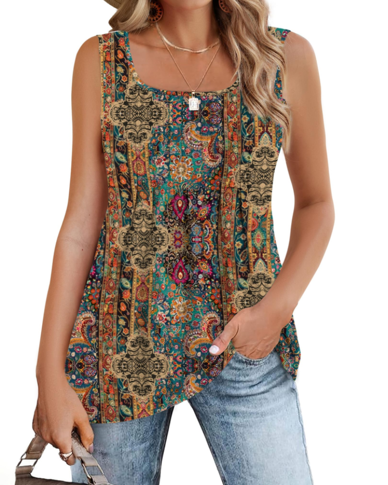 Grace Women's Square Neck Tank Top – Elegant Sleeveless Summer Blouse
